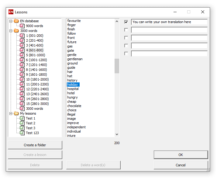 VocabularyFIRST learning software_The Lesson Manager Window