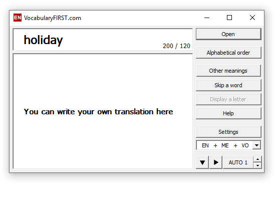 VocabularyFIRST learning software_The Main Window